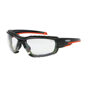Sports Style Safety Glasses - With Foam Dust Guard - Clear (Pack of 1)