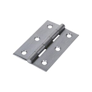 100mm x 70mm Veto Pair of Butt Hinges - Fixed Pin - Steel - Satin Chrome (Per Pair)