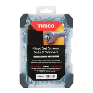 Mixed Tray - Set Screws Nuts Washers - Zinc - 206pcs