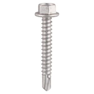 5.5 x 100 Self-Drilling Screws - Hex - For Light Section Steel - Exterior - Silver (Box of 100)