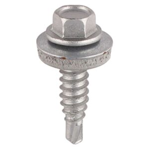 6.3 x 22 Stitching Screws - Hex - For Sheet Steel - Exterior - Silver - With EPDM Washer (Box of 100)